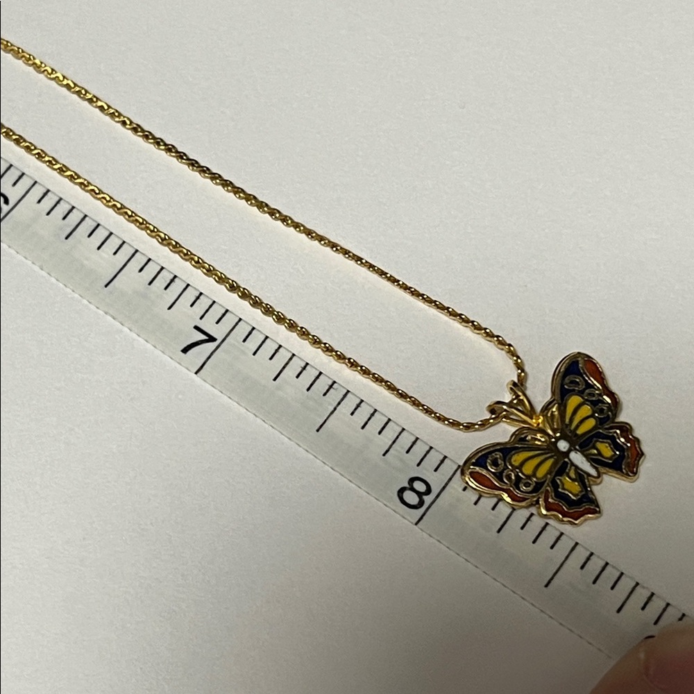 Gold Butterfly Pendant Necklace - Picture 8 of 10